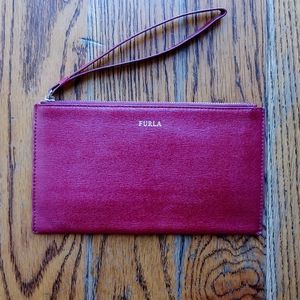 Furla Italia Envelope Wristlet Deep Red Saffiano Leather